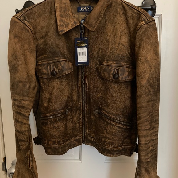 Ralph Lauren Brown Crop Leather Jacket - Picture 4 of 9